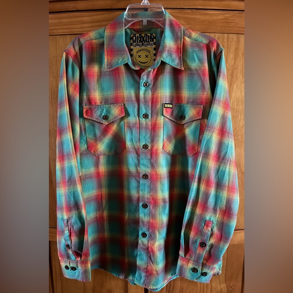 DIXXON Mens The Samson Right Near Da Beach Long Sleeve Button Down Flannel Shirt - Picture 7 of 15